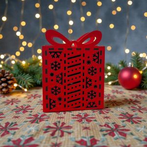 Boîte Cadeau Rouge en Bois avec Tiroir