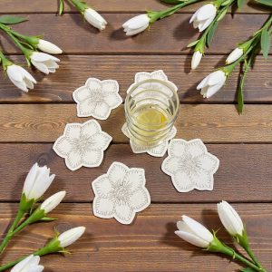 Set de 6 Sous-Verres en Bois Fleur